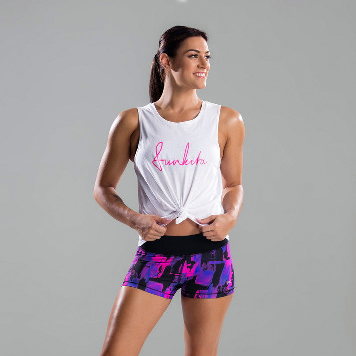 Hank The Tank Top White Scribble FKA008 - Womens