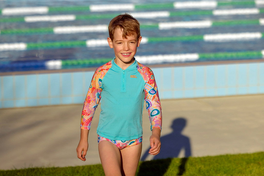 Kulin Colour ジッパー ラッシュベスト Rash Vest 水着 FTS023B - 幼児向け 1-7歳