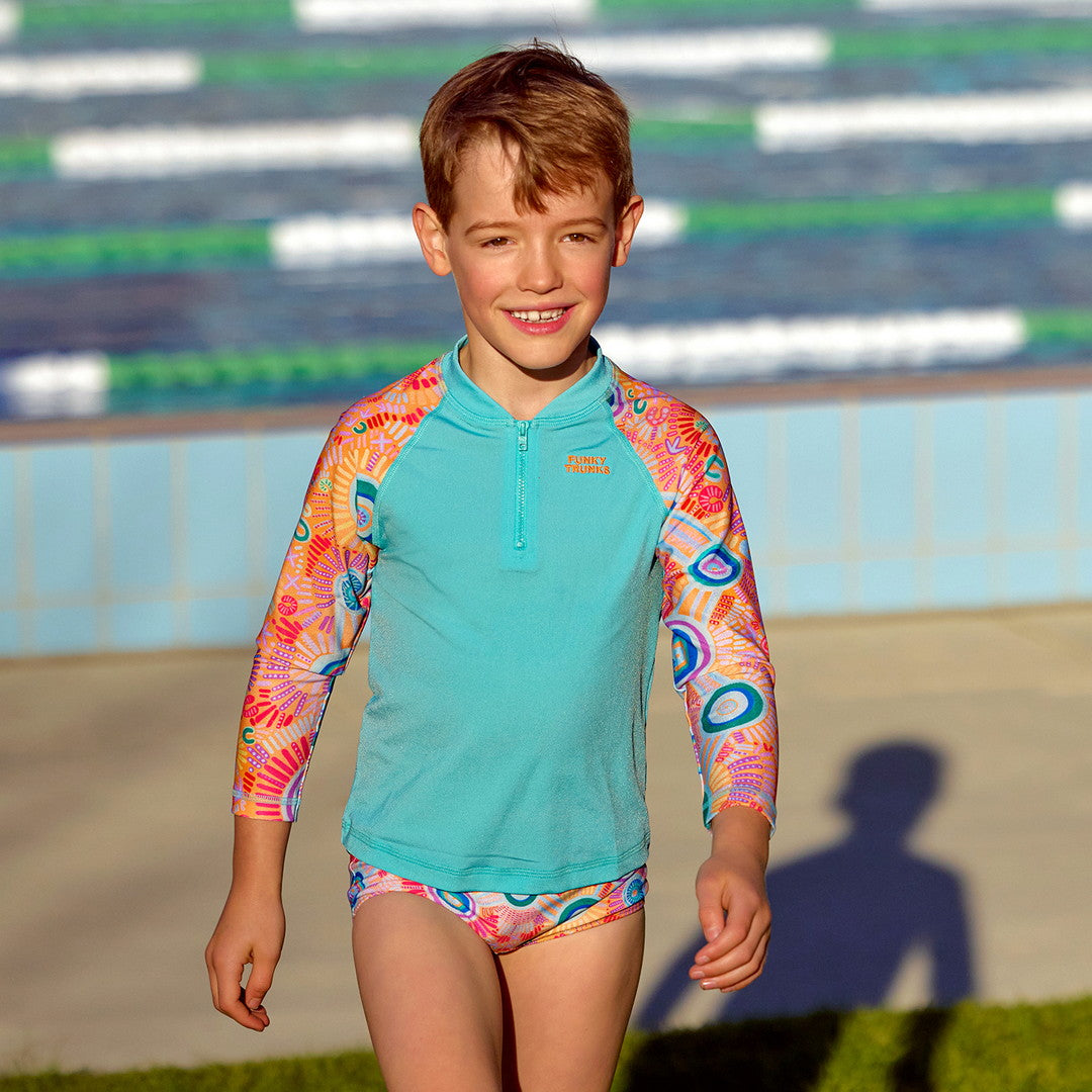 Kulin Colour ジッパー ラッシュベスト Rash Vest 水着 FTS023B - 幼児向け 1-7歳