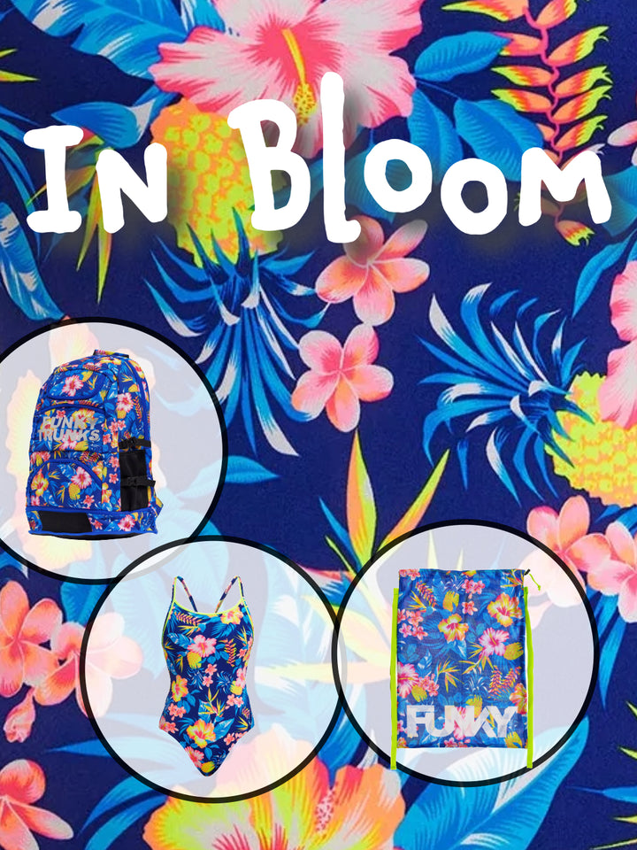 【3点セット】花が美しく咲く『In Bloom 』スタック - 水着 / メッシュバッグ / リュック