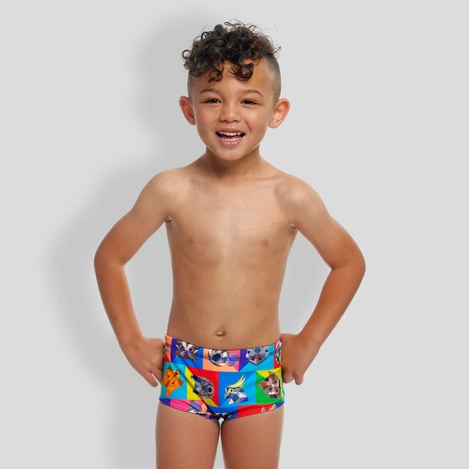 Rat Pack Print Trunk Box Swimsuit FT32T - Toddler Ages 1-7