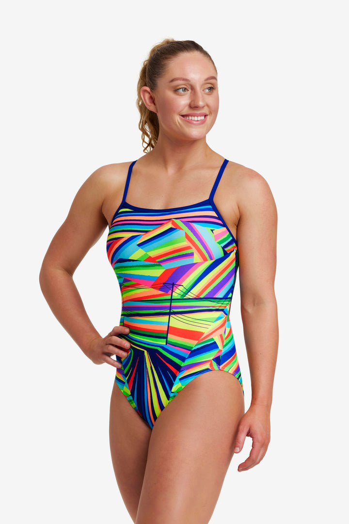 Land Lines Single Strap One Piece Swimsuit FS15L - Womens