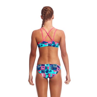 Club Tropicana Kris Cross Two Piece Swimsuit FS33G - Girls